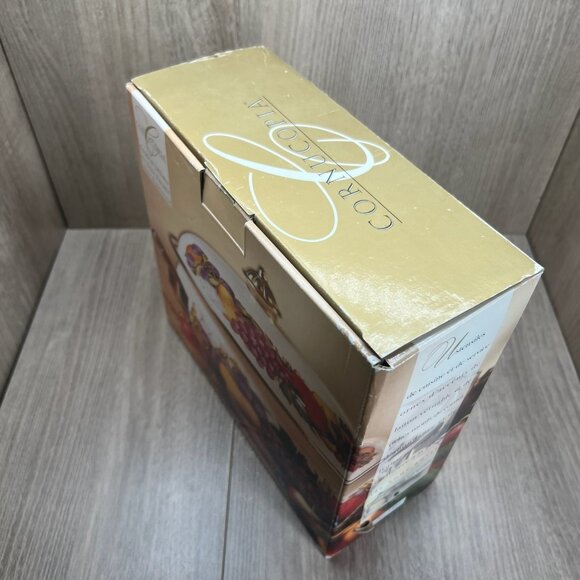 Cornucopia Enamel On Steel 3 Quart Covered Casserole Fruit Pattern Brass Handle - Picture 7 of 13